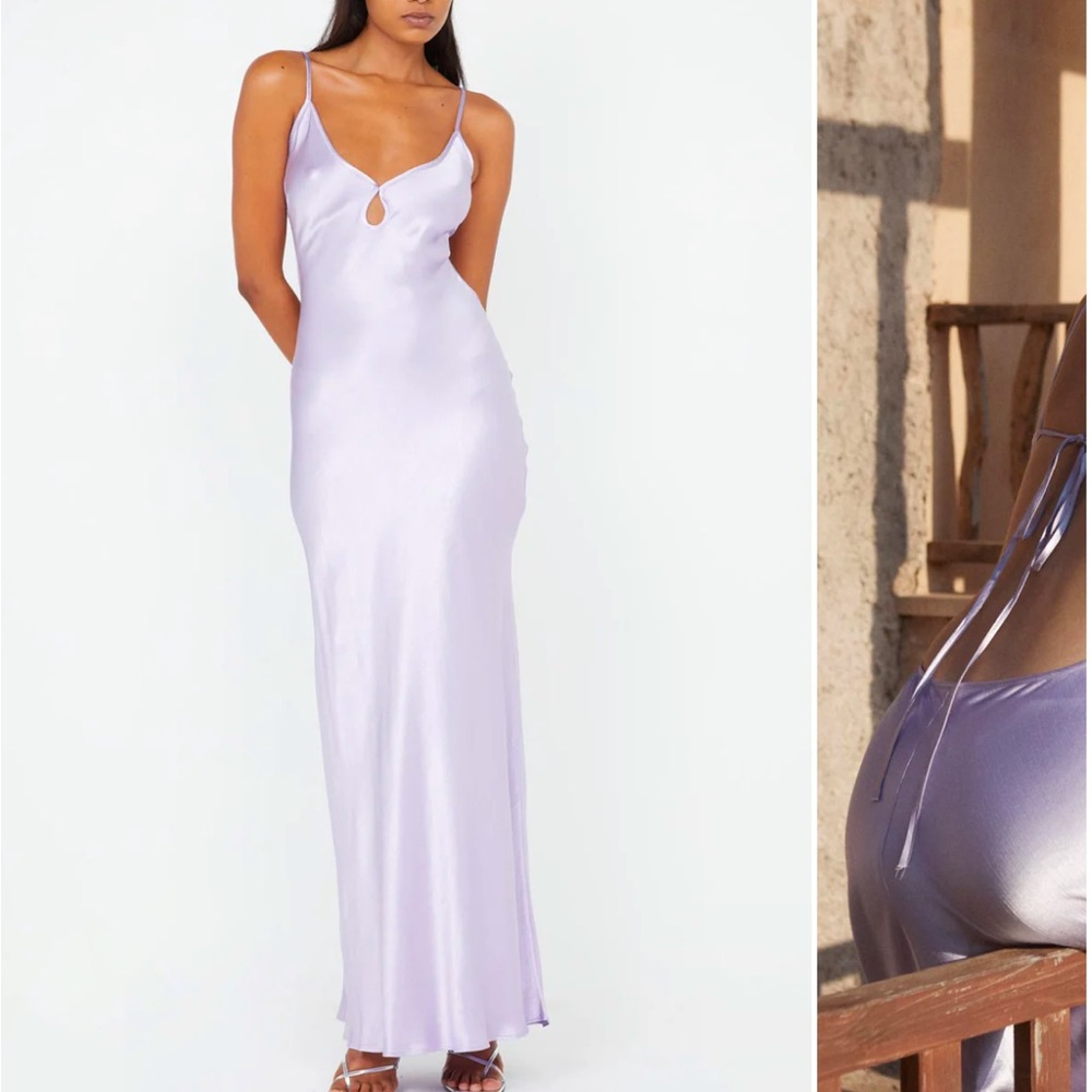 Elegant Lavender Satin Gown